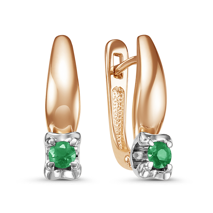 Серьги из золота с камнем Изумруд фото, цены