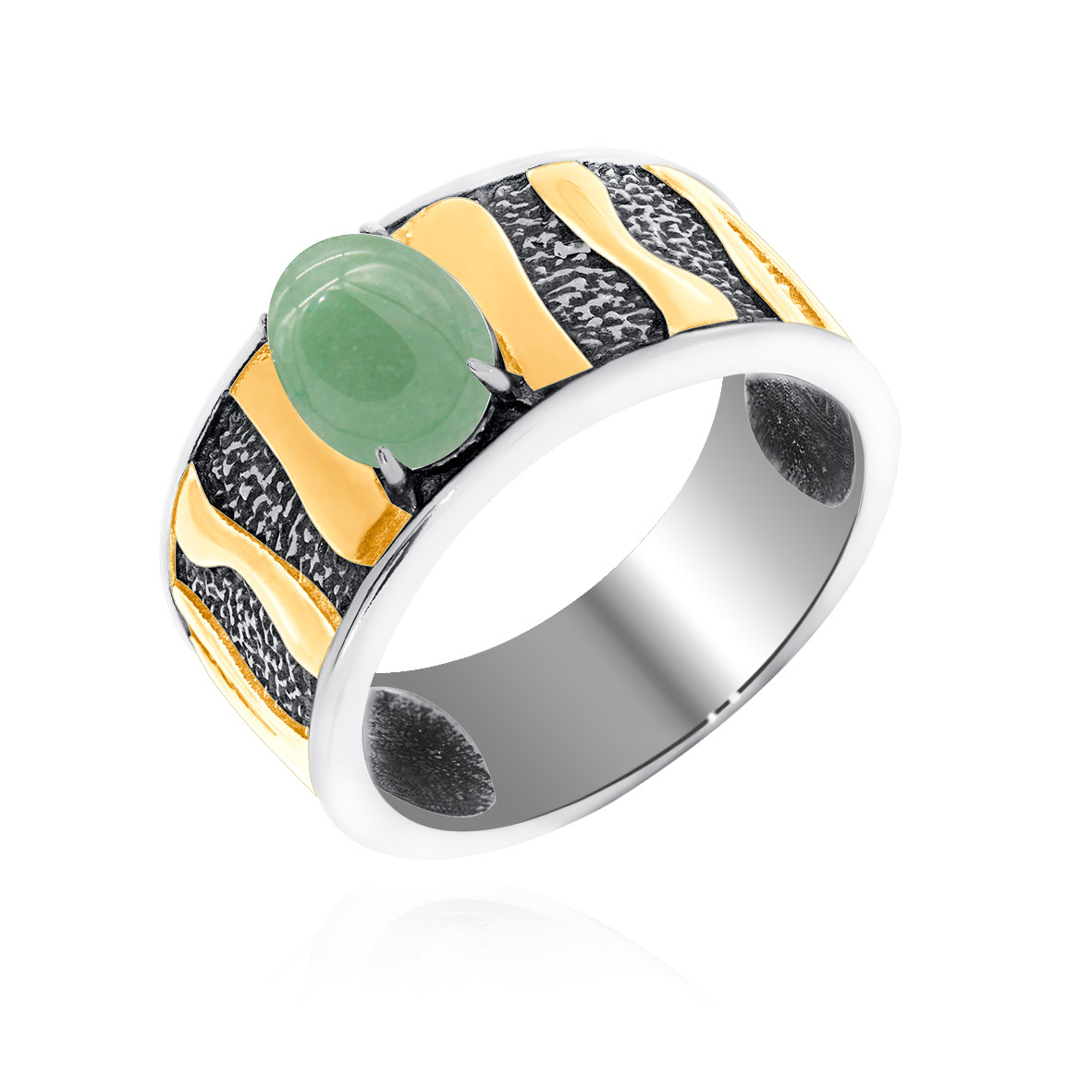 Кольцо из серебра с камнем Нефрит фото, цены