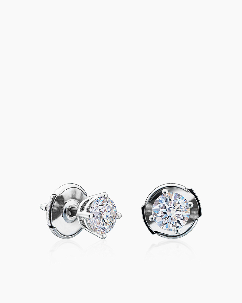 Пуссеты из золота с камнем Бриллиант фото, цены