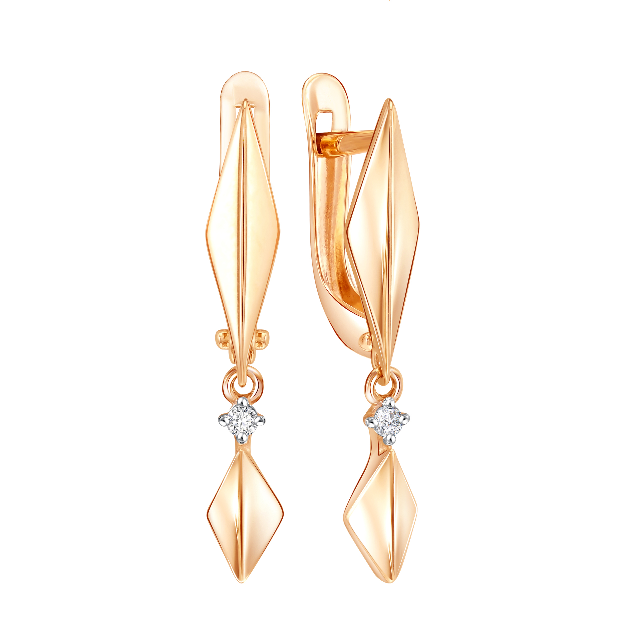 Серьги из золота с камнем Фианит фото, цены