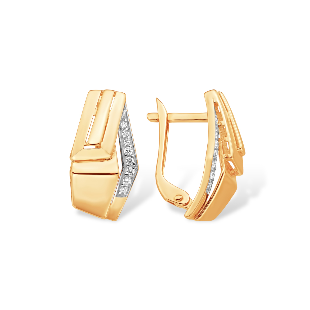 Серьги из золота с камнем Фианит фото, цены