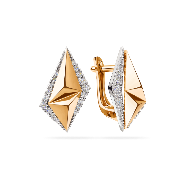 Серьги из золота с камнем Фианит фото, цены