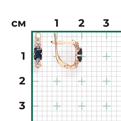 Серьги из золота с камнем Бриллиант, Сапфир фото, цены