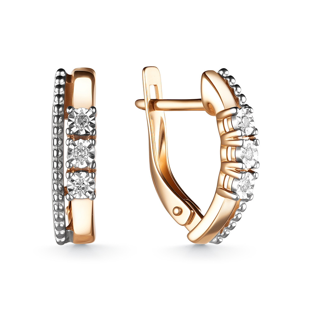 Серьги из золота с камнем Бриллиант фото, цены