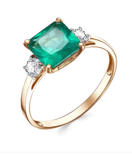 Кольцо из золота с камнем Фианит, Турмалин г/т фото, цены