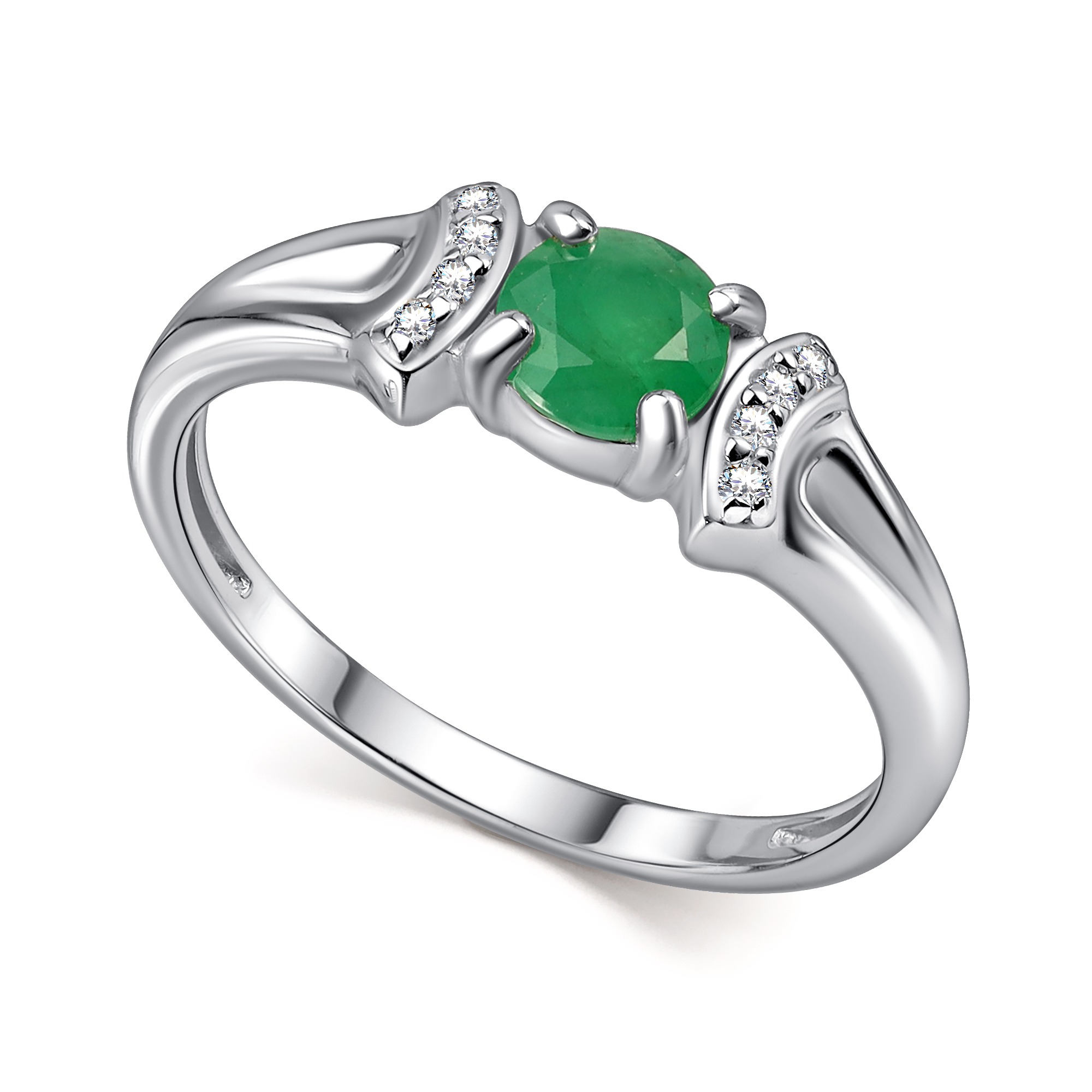 Кольцо из серебра с камнем Фианит, Изумруд фото, цены