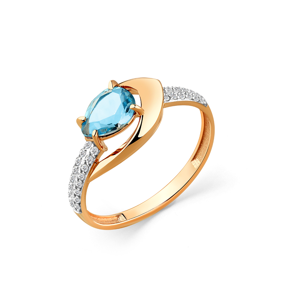 Кольцо из золота с камнем Топаз, Фианит фото, цены