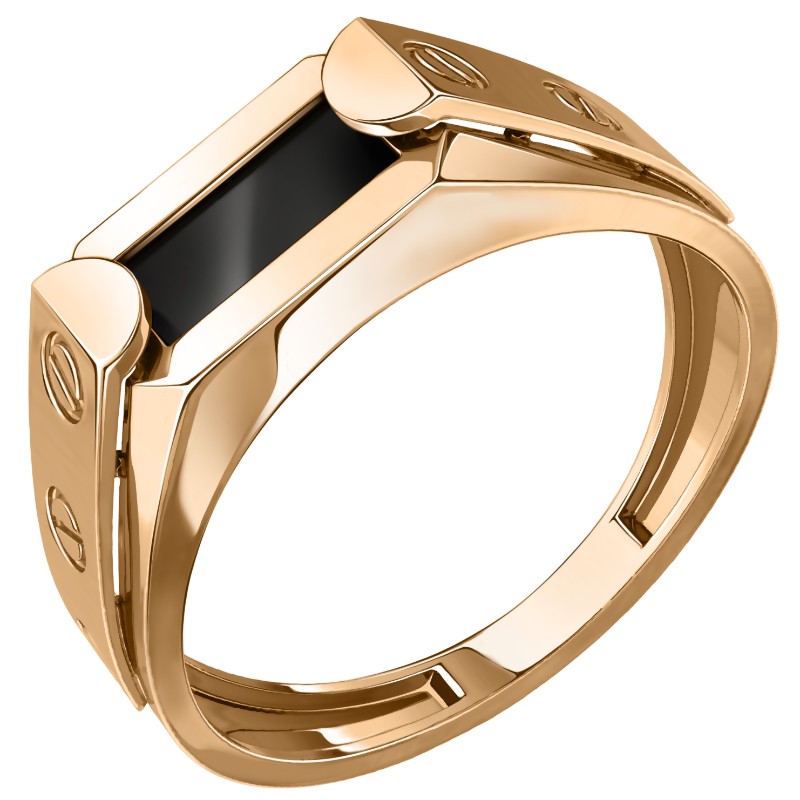 Печатка из золота с камнем Оникс фото, цены