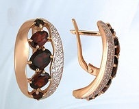 Серьги из серебра с камнем Фианит, Оникс фото, цены