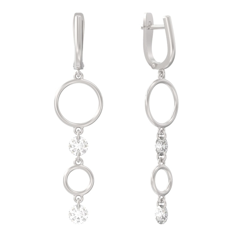 Серьги из серебра с камнем Фианит фото, цены