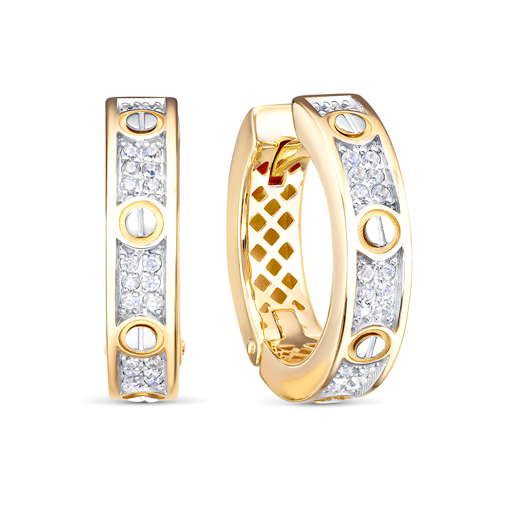 Серьги из золота с камнем Фианит фото, цены