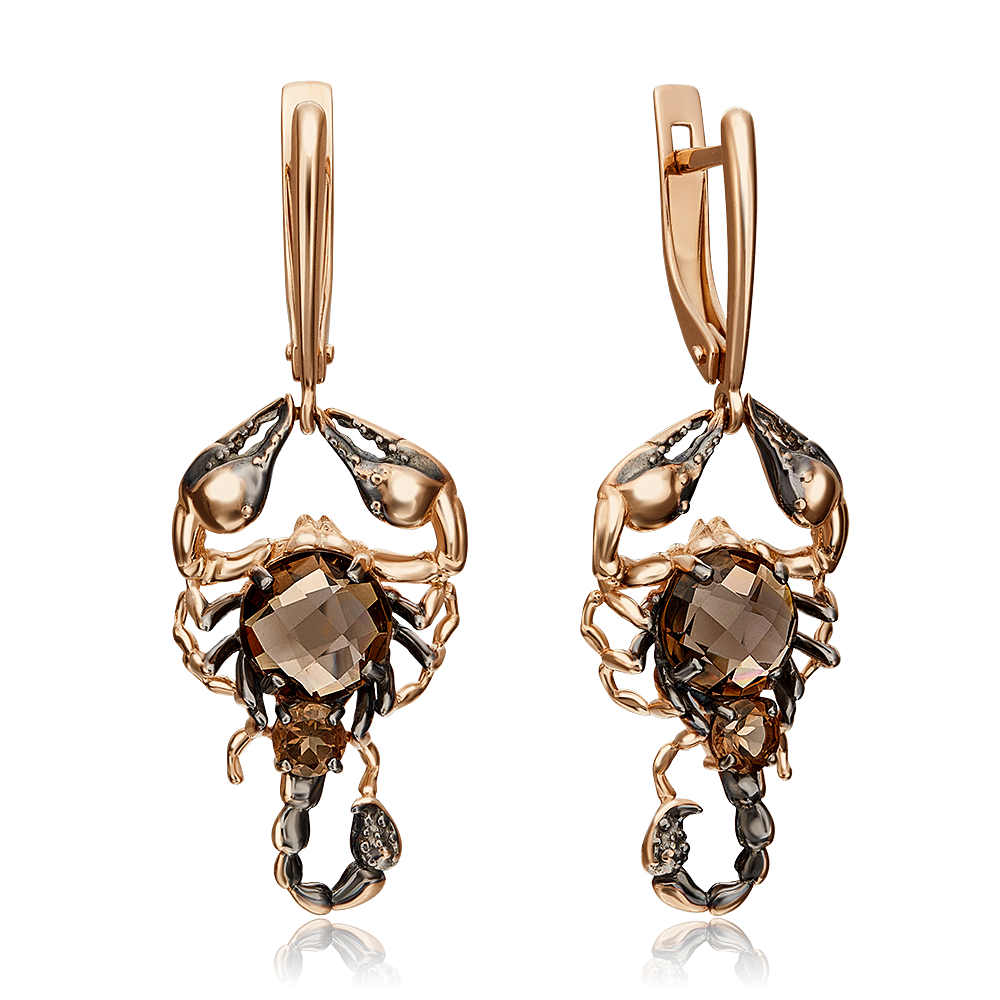 Серьги из золота с камнем Кварц фото, цены