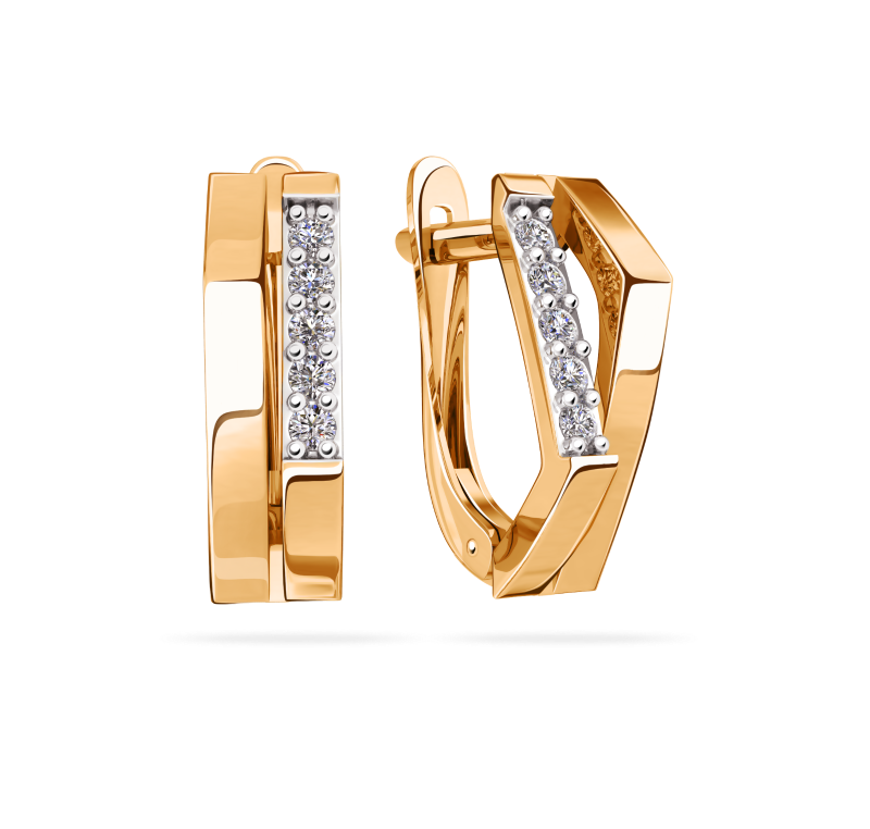 Серьги из золота с камнем Фианит фото, цены