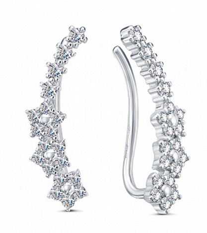 Серьги из серебра с камнем Фианит фото, цены