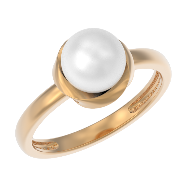 Кольцо из золота с камнем Жемчуг фото, цены
