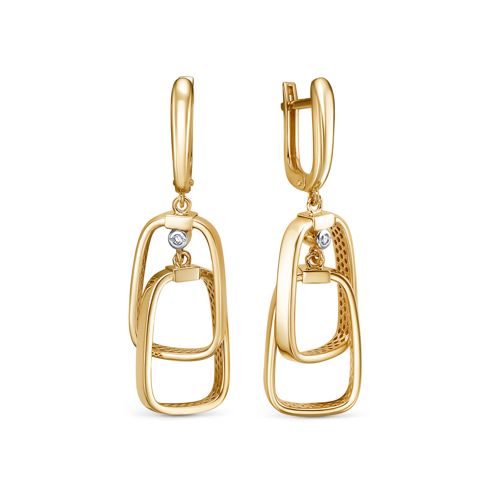 Серьги из золота с камнем Фианит фото, цены