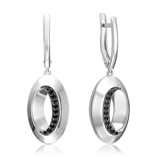 Серьги из серебра с камнем Фианит фото, цены