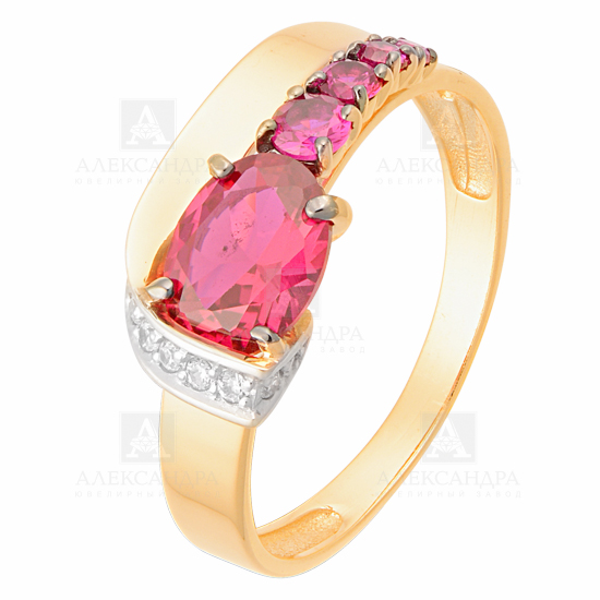 Кольцо из золота с камнем Топаз, Фианит фото, цены