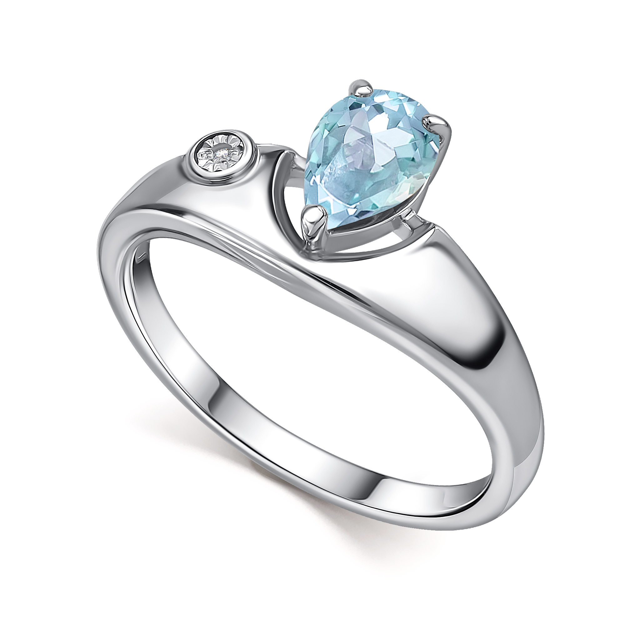 Кольцо из серебра с камнем Топаз, Бриллиант фото, цены