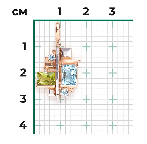 Подвеска из золота с камнем Топаз, Хризолит фото, цены
