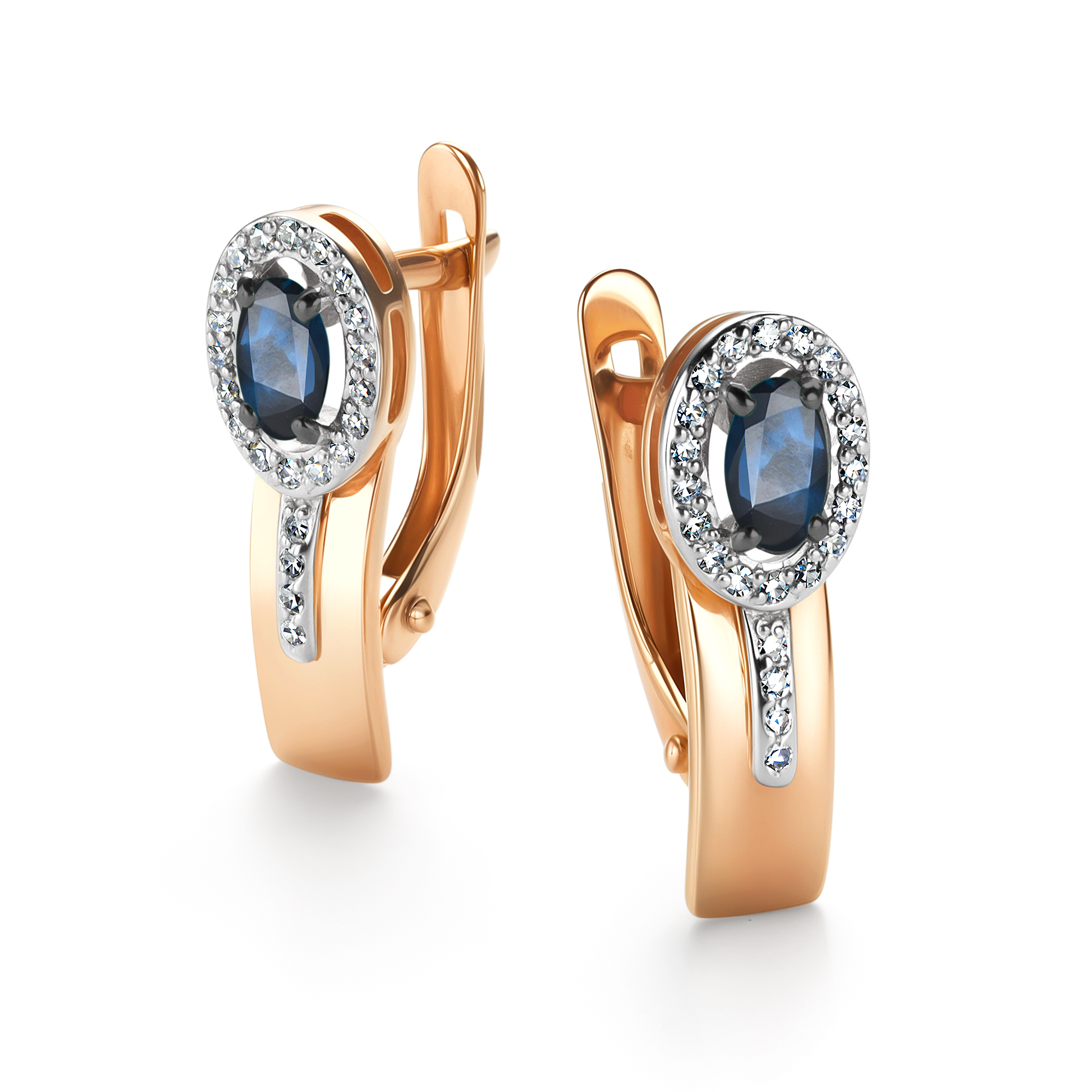 Серьги из золота с камнем Бриллиант, Сапфир фото, цены