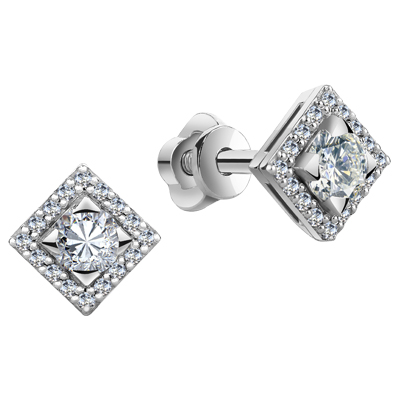 Пуссеты из серебра с камнем Фианит фото, цены