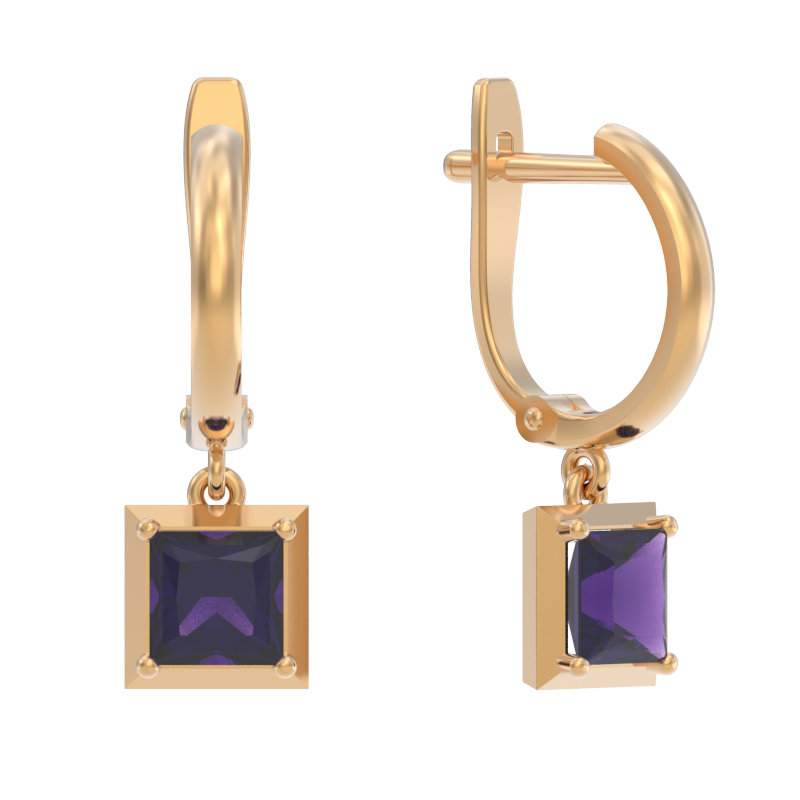 Серьги из золота с камнем аметист фото, цены