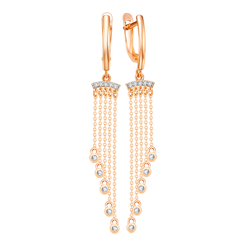 Серьги из золота с камнем Фианит фото, цены