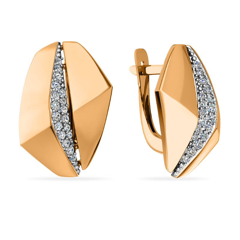 Серьги из золота с камнем Фианит фото, цены