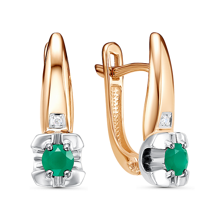 Серьги из золота с камнем Бриллиант, Изумруд фото, цены