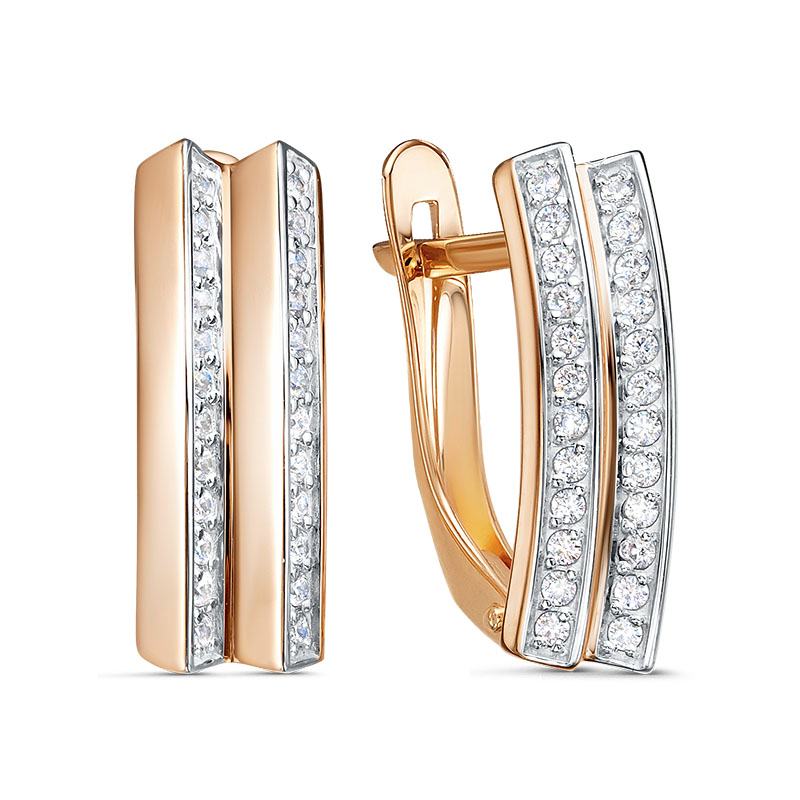 Серьги из золота с камнем Фианит фото, цены