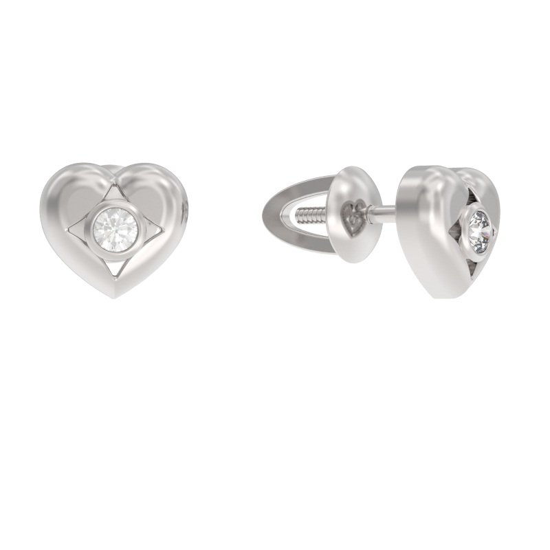 Пуссеты из серебра с камнем Фианит фото, цены