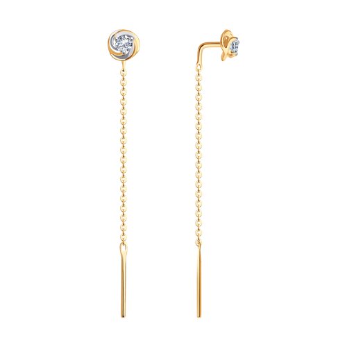 Серьги из золота с камнем Фианит фото, цены