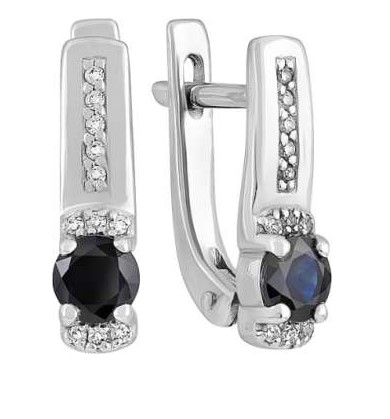 Серьги из золота с камнем Фианит, Сапфир фото, цены