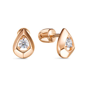 Пуссеты из золота с камнем Фианит фото, цены