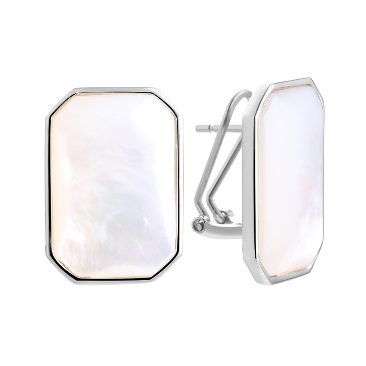 Серьги из серебра с камнем Перламутр фото, цены