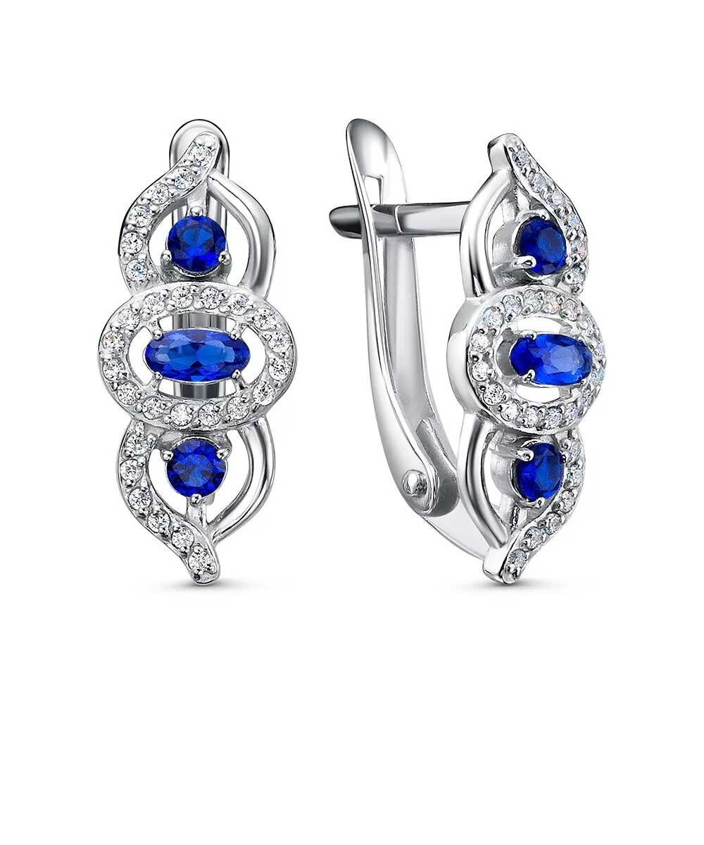 Серьги из серебра с камнем Фианит фото, цены