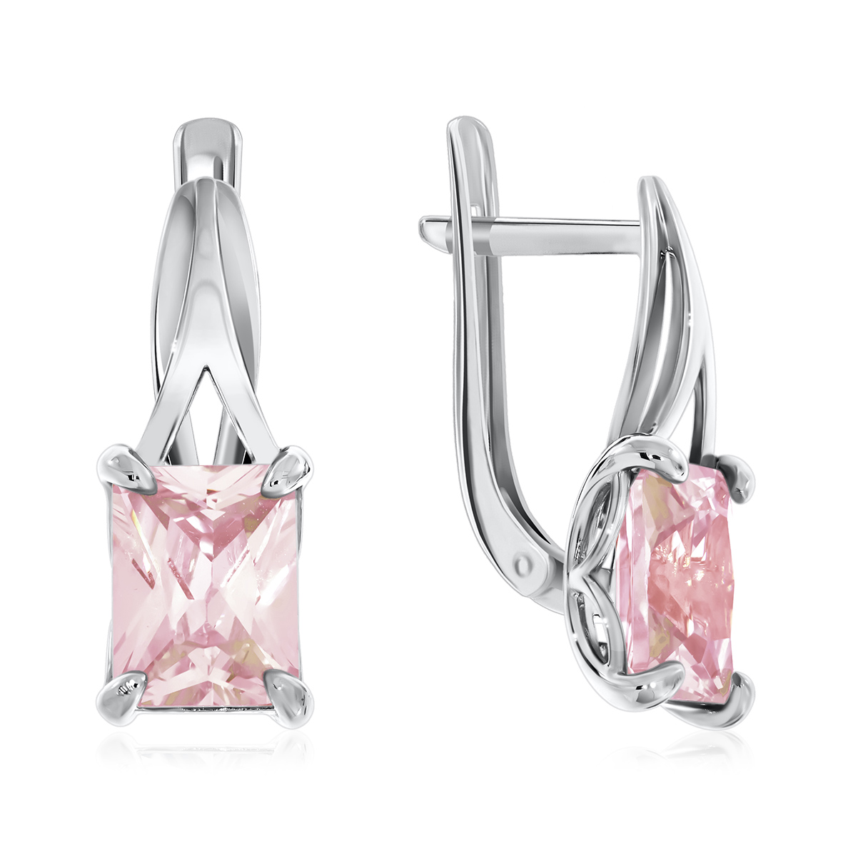 Серьги из серебра с камнем Кварц фото, цены