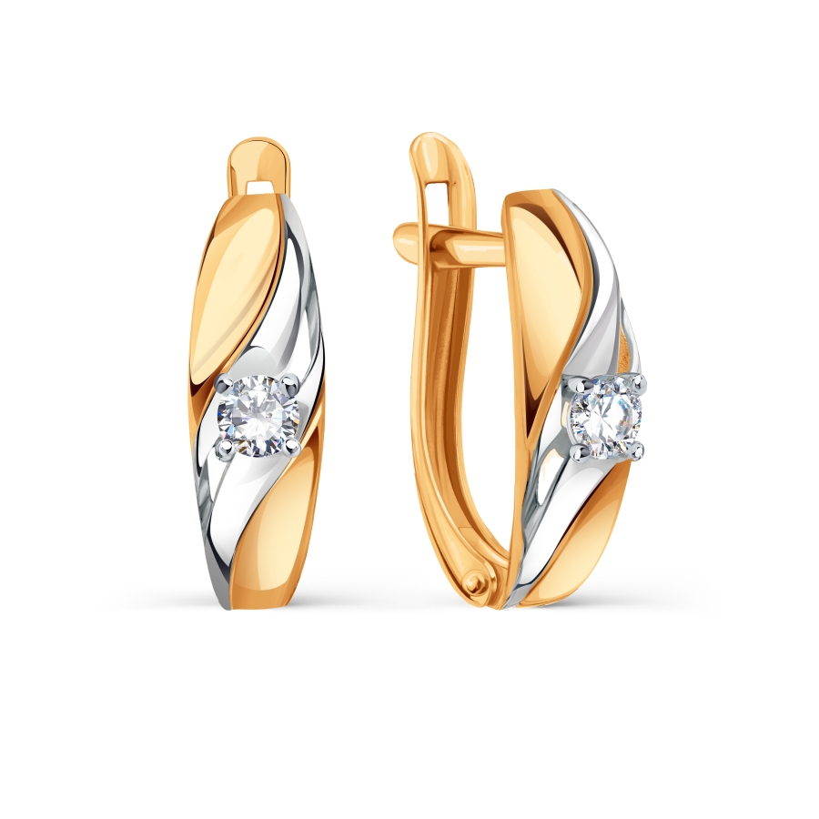 Серьги из золота с камнем Фианит фото, цены