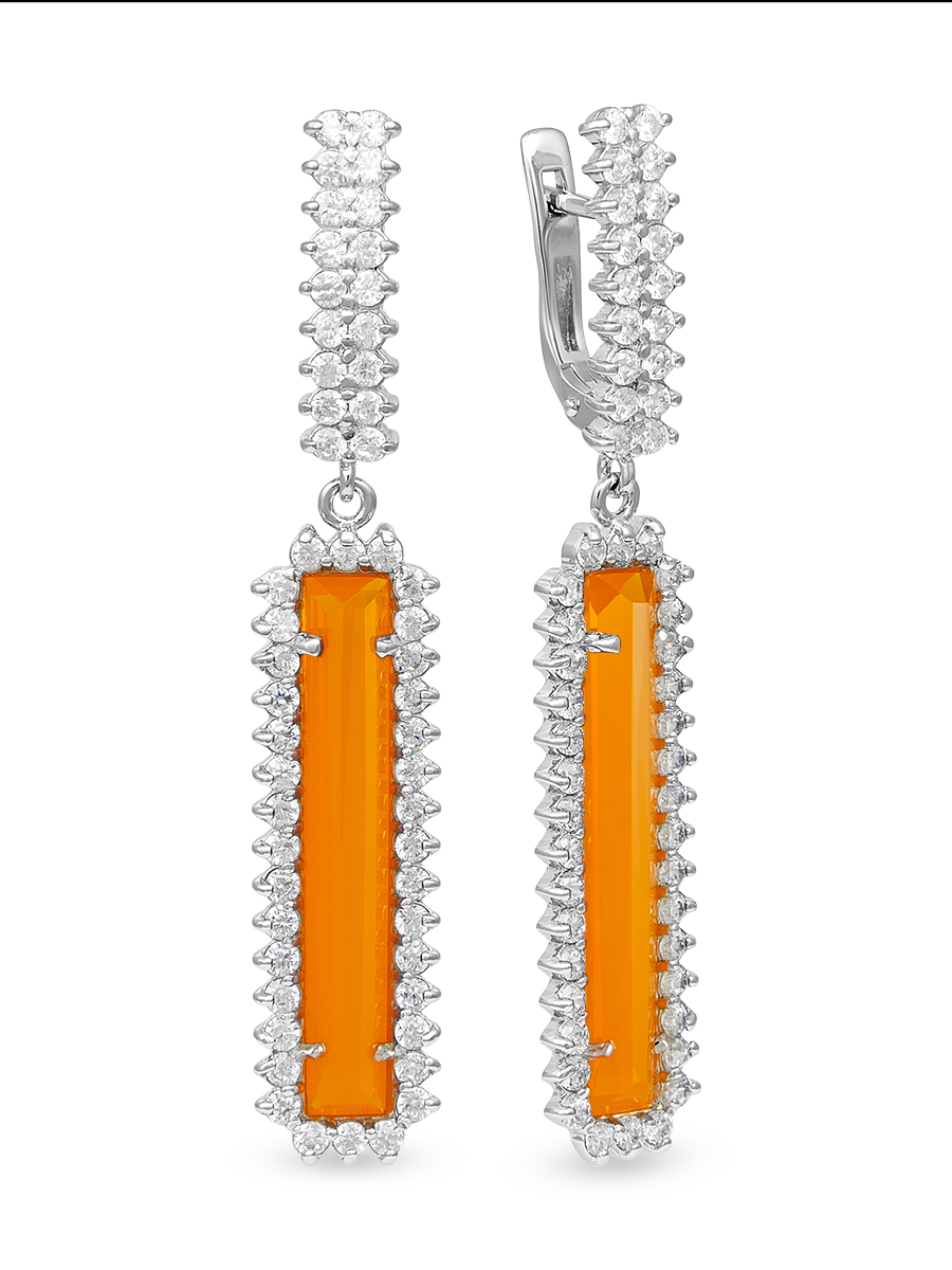 Серьги из серебра с камнем Фианит, александрит фото, цены