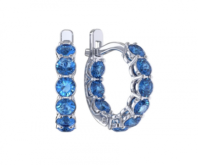 Серьги из серебра с камнем Фианит фото, цены