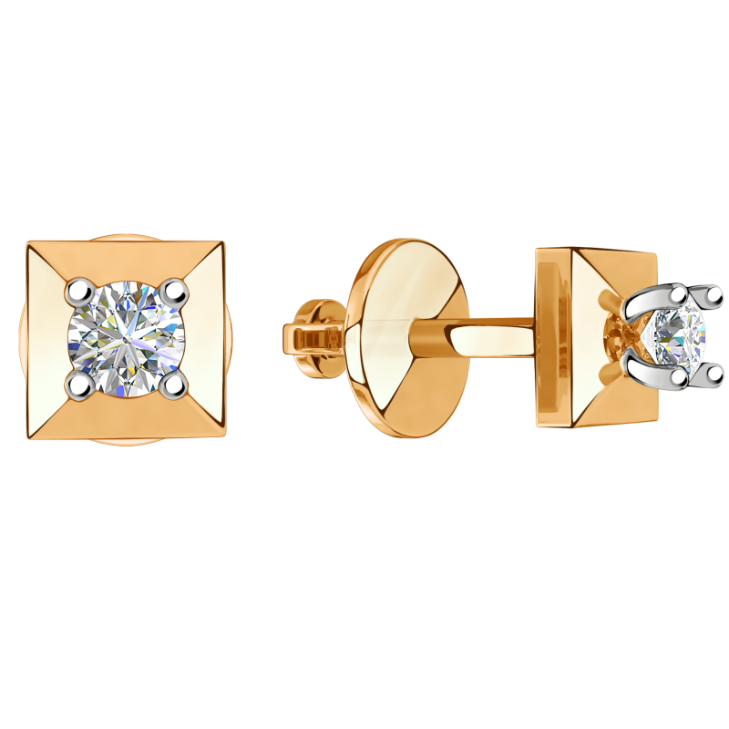 Пуссеты из золота с камнем Фианит фото, цены