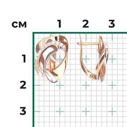 Серьги из золота с камнем Фианит фото, цены