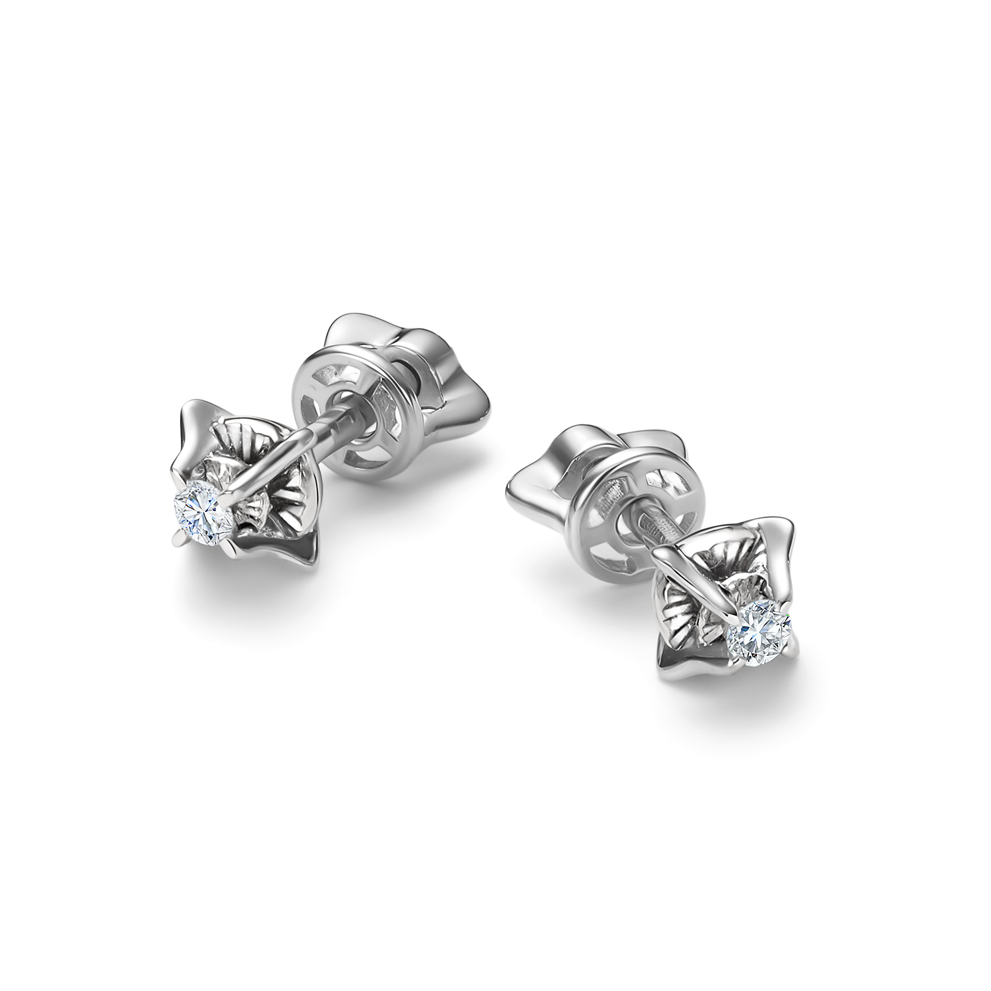 Пуссеты из золота с камнем Бриллиант фото, цены