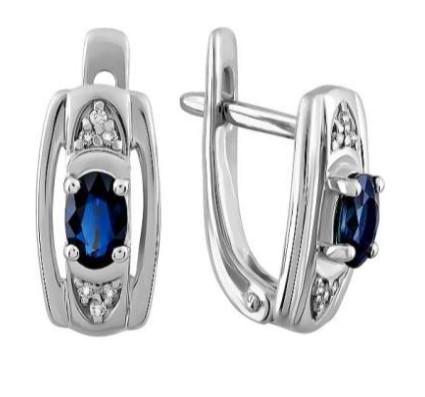 Серьги из золота с камнем Бриллиант, Сапфир фото, цены