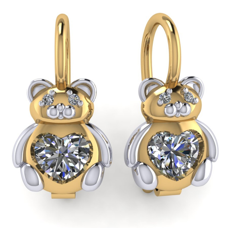 Серьги из золота с камнем Фианит фото, цены