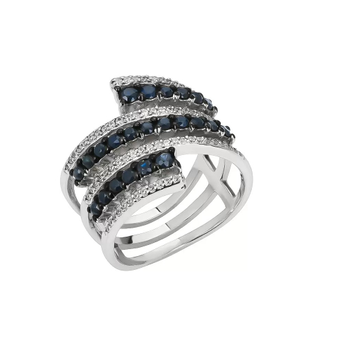 Кольцо из серебра с камнем Фианит, Сапфир фото, цены