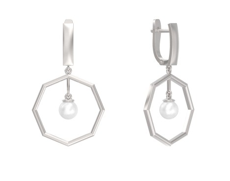 Серьги из серебра с камнем Жемчуг иск. фото, цены