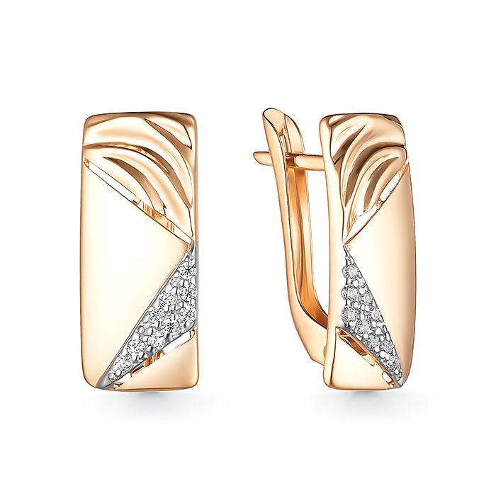 Серьги из золота с камнем Фианит фото, цены