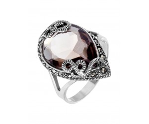 Кольцо из серебра с камнем Перламутр, Марказит фото, цены
